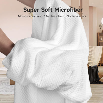 Umisleep Extra Large Microfiber Hair Towel for Women Long, Curly, Thick Hair, Super Soft Anti Frizz Quick Dry Hair Towel Wrap, Ultra Absorbent Hair Turban with Elastic Band White