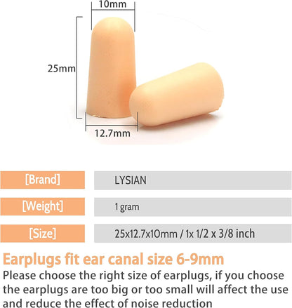 LYSIAN Ultra Soft Foam Earplugs for Sleeping, 38dB SNR Noise Reduction Ear Plugs for Snoring, Shooting, Study, Work and Travel, 60 Pairs, Purple