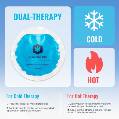 ICEWRAPS Reusable Round Ice Packs for Injuries, Hot & Cold Gel Therapy Packs, Soft & Flexible Compress for Pain Relief and Recovery, Pack of 5, Blue, FSA-HSA Eligible