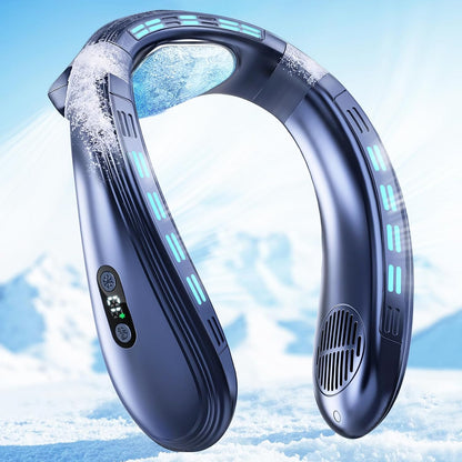Neck Air Conditioner Portable, Neck Fan with Large Cooling Plate | NTC Control,Upward Downward Back Airflow, 6000mAh Bladeless Wearable Fan for Outdoor, Travel, Office, Golf (Blue)
