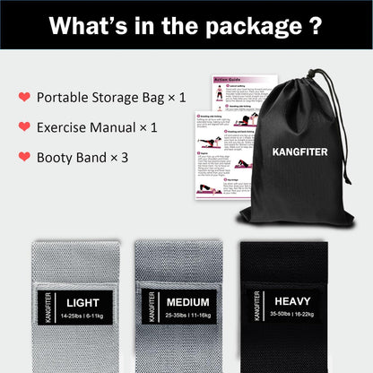 KANGFITER Non-Slip Fabric Resistance Bands for Working Out 3 Levels