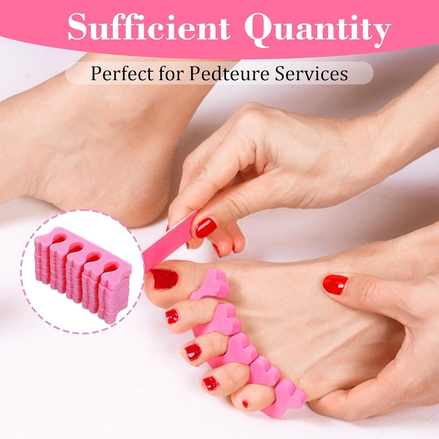 100 Pcs Sponge Toe Separators Soft Finger Separators Premium Pedicure Tool Kit Flexible Toe Divider Spacer for Polishing Pedicure Manicure Coating Nail Art Beauty Accessories (Pink)