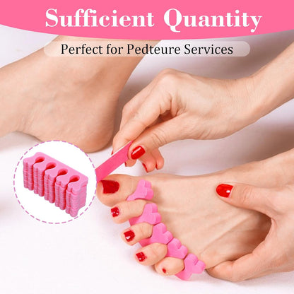 100 Pcs Sponge Toe Separators Soft Finger Separators Premium Pedicure Tool Kit Flexible Toe Divider Spacer for Polishing Pedicure Manicure Coating Nail Art Beauty Accessories (Pink)