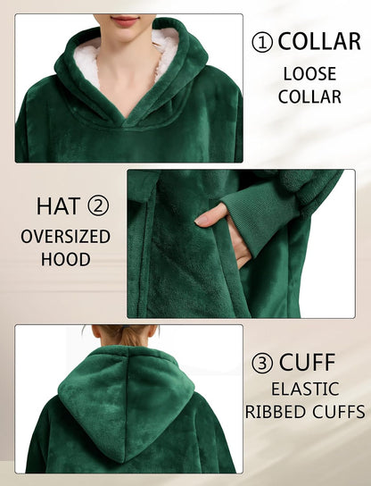 KFUBUO Wearable Blanket Hoodie for Adults Sherpa All Patterns Cat Oversized Sweatshirt Blanket with Pockets for Women
