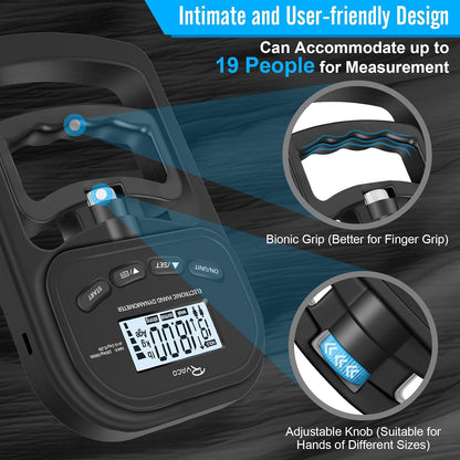 Ryaco Grip Strength Tester With Grip rings, finger exercisers, 396lbs/180kg Digital Hand Dynamometer Grip Strength Trainer Set Electronic Hand Grip Strengthener with LCD Display for Rehab
