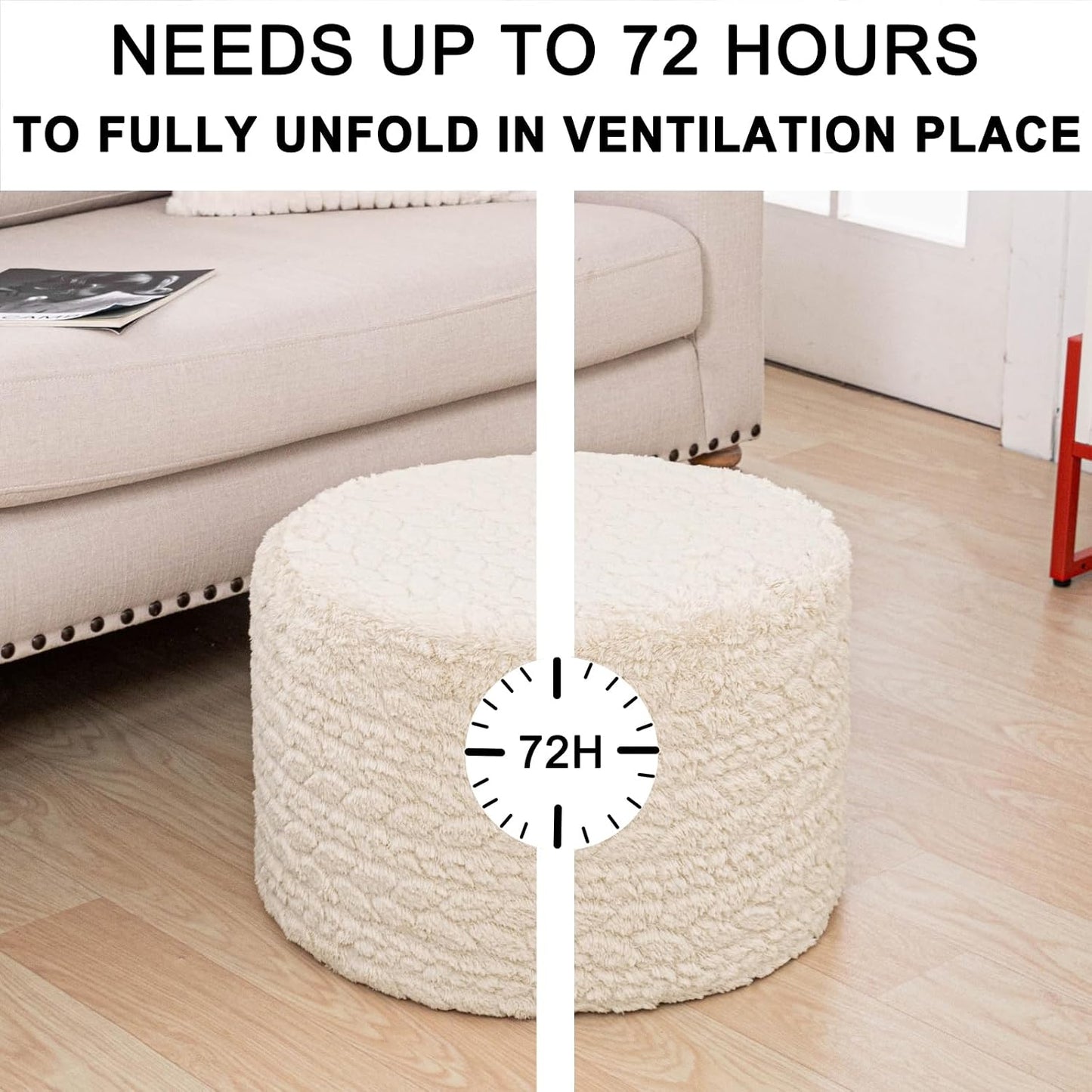 Round Pouf Ottoman 20 x 20 x 14 Inches Boho Poof Home Decor Floor Pouffe Ottoman Foot Rest for Couch Sofa Bean Bag Chairs Living Room Bedroom (Green)