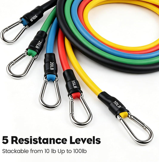 Resistance Bands Set, Himaly Exercise Bands Strength Training Fitness Bands Workout Elastic Bands with Legs Ankle Straps, Door Anchor, Handles & Carry Bag for Home Outdoor Workouts