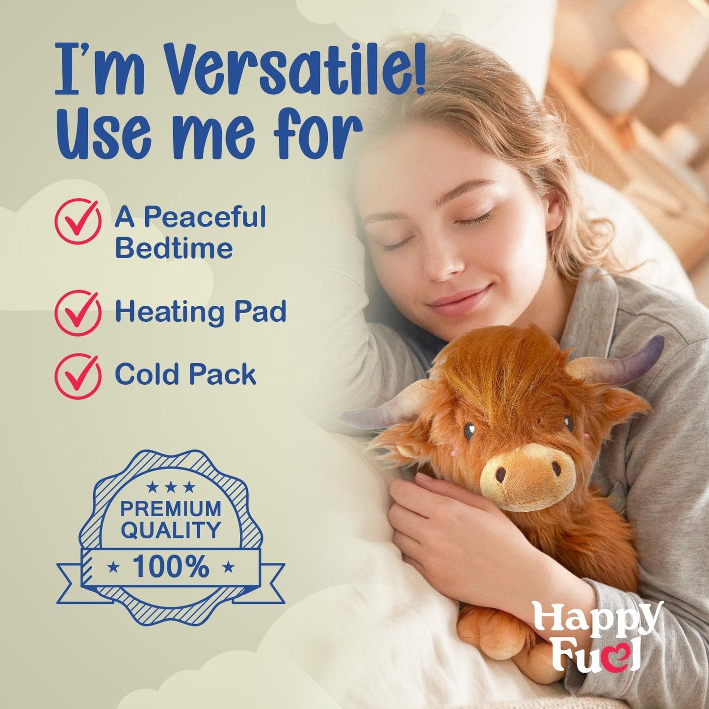 Bunny Microwavable & Weighted Stuffed Animals - 1.5 Lbs Unscented Heating Pad for Period Cramps Pain Relief and Anxiety, Cute Bunny Plush Toys Gifts for Women Girls Adults and Kids by Happy Fuel