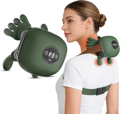 Human-Like Neck Massager with Heat for Pain Relief Deep Tissue, Cordless 4D Kneading Neck and Shoulder Massager Back Massager with Bionic fingers Massage and Screen, Ideal Gifts for Women Men