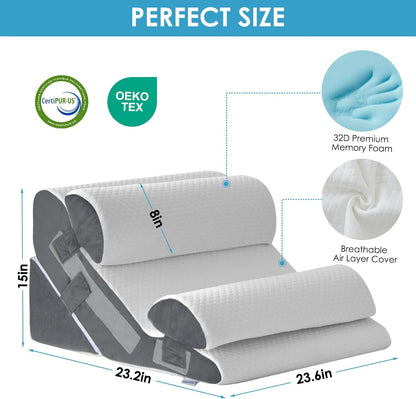 MEGCXIT Wedge Pillow Set for After Surgery, Bed Wedge, 3PCS, White/Grey