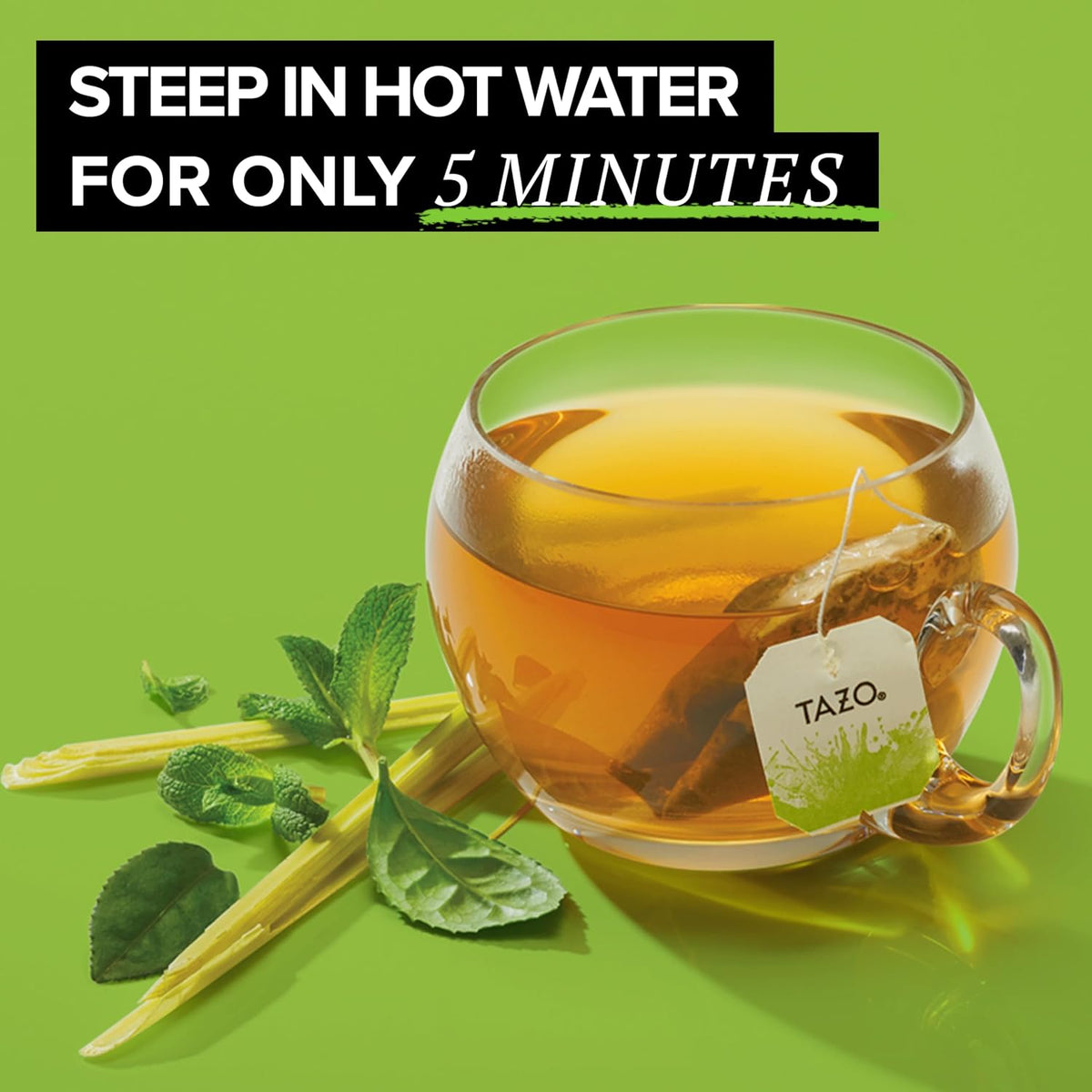 TAZO Organic Zen Green Tea, Caffeinated Tea with Refreshing Lemongrass & Spearmint, 36 Total Bags
