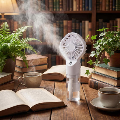 2 Pack Misting Fans Portable Handheld Rechargeable, Spray Fan