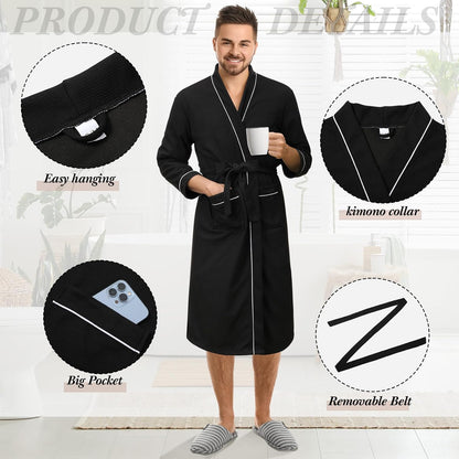 Cuffbow Cotton Robe for Women or Men Lightweight Waffle Knit Bathrobe Couple V Neck Spa Sleepwear(just 1 Set)