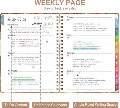 Planner 2026-2027, Weekly and Monthly Calendar Planner, JUL 2026 - JUN 2027 | A5(6.3'' x 8.5''), Hardcover, Agenda Book, Sprial Bound, Inner Pocket, Office and School Use
