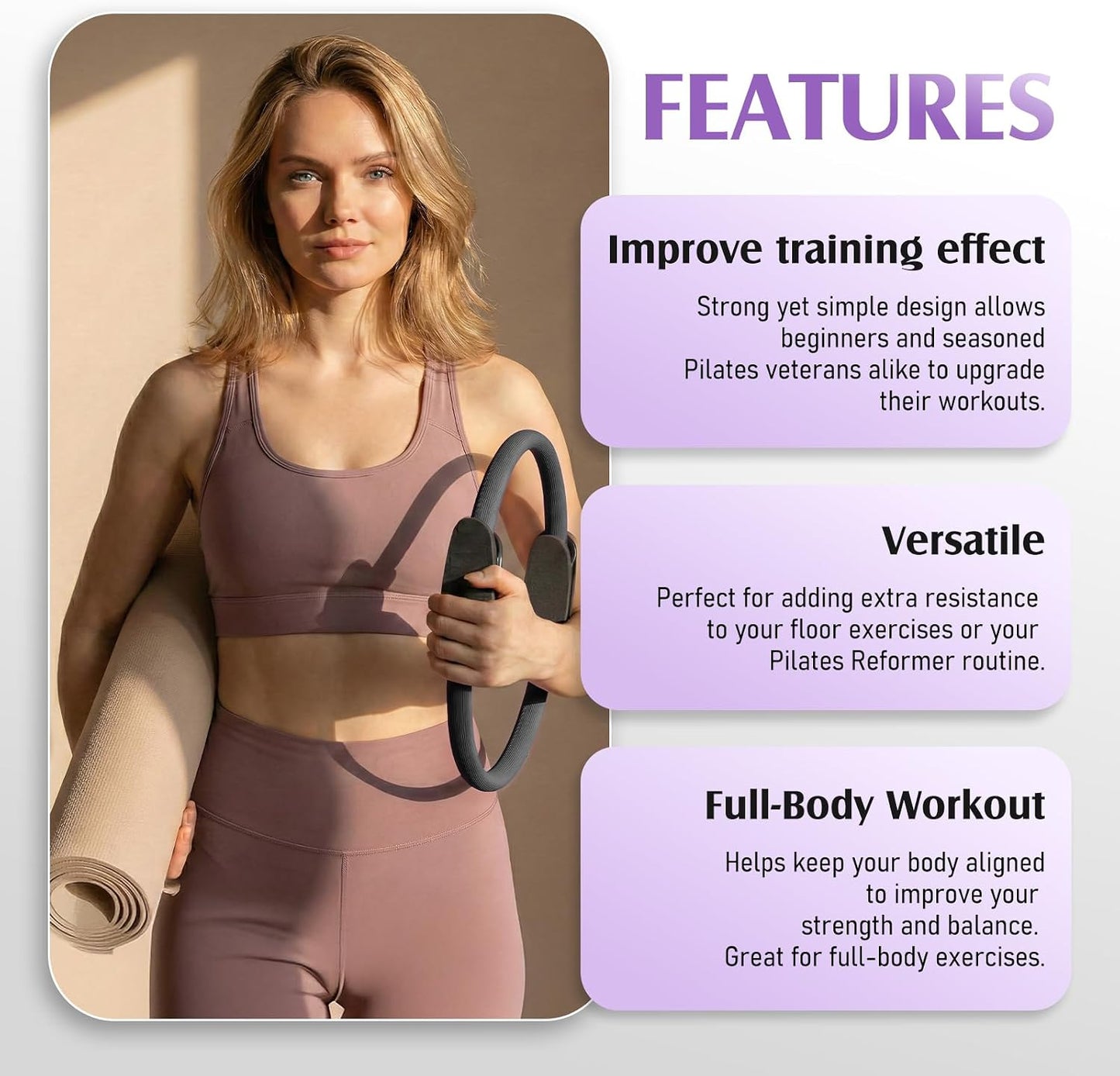 JKSHMYT Pilates Ring Fitness Circle for Women, Pilates Equipment – 14.5" Home Magic Exercise Workout, Better me Pilates Essentials Starter Set for Beginners Toning Inner Thighs, Arms and Core