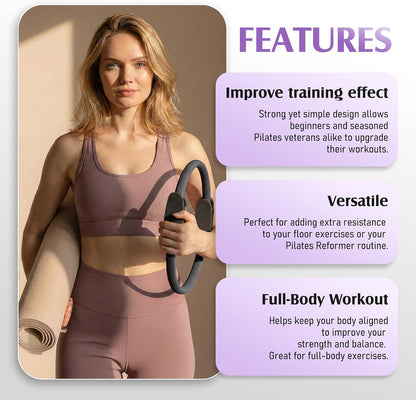 JKSHMYT Pilates Ring Fitness Circle for Women, Pilates Equipment – 14.5" Home Magic Exercise Workout, Better me Pilates Essentials Starter Set for Beginners Toning Inner Thighs, Arms and Core