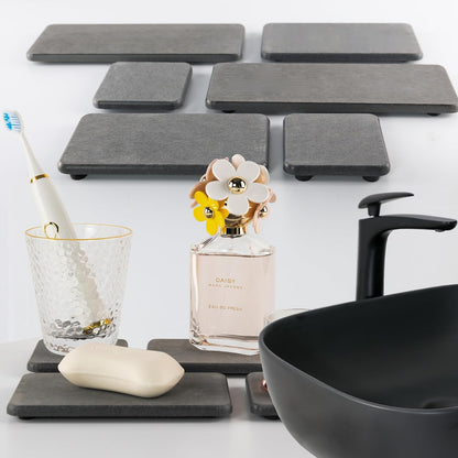 NiuYichee Set of 4 Water Absorbent Diatomite Coasters, Dish Soap Stone Tray