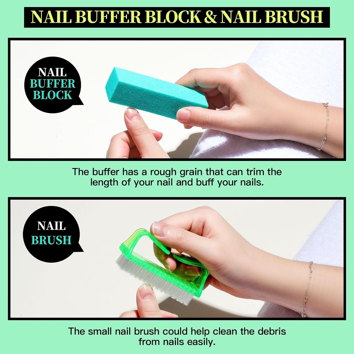 FANDAMEI Nail Care Kit, Nail Files 100/180, Nail Buffer Block, Cuticle Nippers, Cuticle Trimmer, Cuticle Pusher, Nail Tools, Nail Kit, Pedicure & Manicure Tools, Nail Prep Kit, Manicure Kit for Women