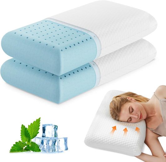 OLIXIS Memory Foam Pillow, Bed Pillows for Sleeping, Standard Size, 2 PCS