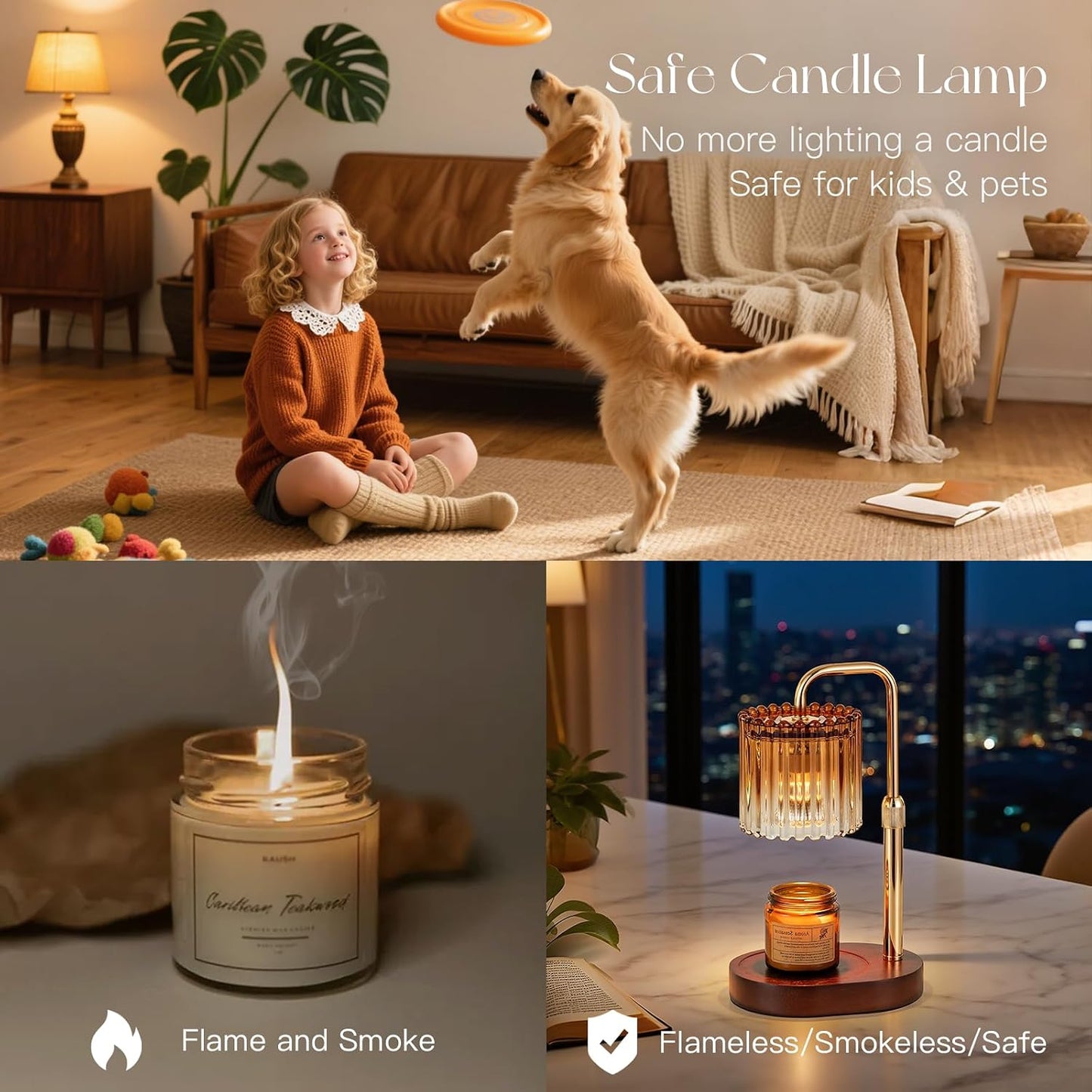 Candeldo Candle Warmer Lamp with Timer: Black Candle Warming Lamp Height Adjustable Wax Melt Warmer Dimmable Modern Farmhouse New Home Bedroom Decor Mothers Day Housewarming Gift for Women