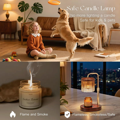 Candeldo Candle Warmer Lamp with Timer: Black Candle Warming Lamp Height Adjustable Wax Melt Warmer Dimmable Modern Farmhouse New Home Bedroom Decor Mothers Day Housewarming Gift for Women