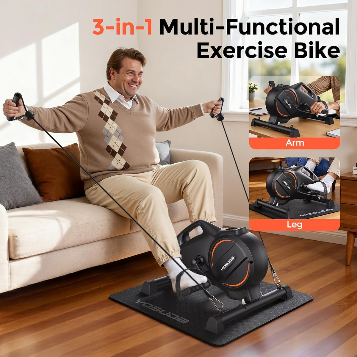 YOSUDA Under Desk Bike with 16-Level Magnetic Resistance & Bluetooth App