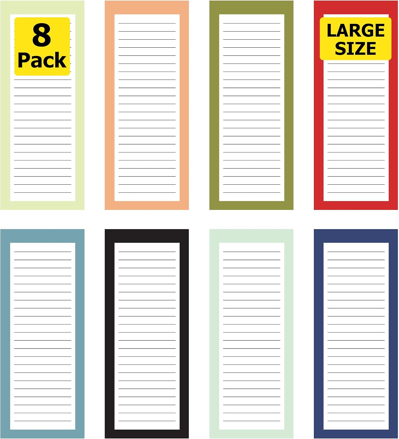 8 Magnetic Notepads – Notepads for Grocery List, Shopping List, To-Do List, Reminders -Strong Magnetic Back- Memo Notepad with Realistic Fruit Designs | 25 Sheets per Pad 7.5 x 3.5 inch (8 Pack)
