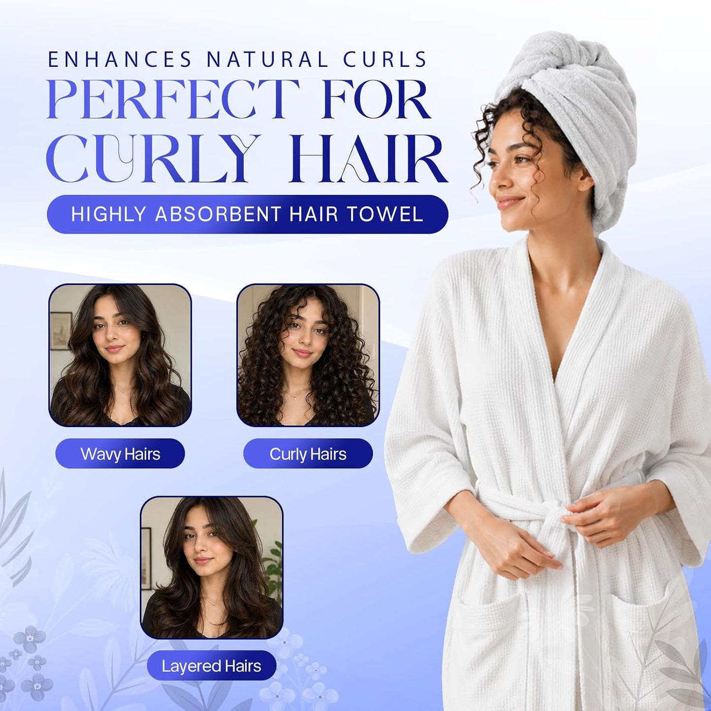 Lili&James 100% Cotton Hair Towel Wrap for Women & Kids – 420 GSM Quick Dry Hair Turban with Double Button Loop, Anti Frizz Non Microfiber Hair Drying Towel for Curly, Long & Thick Hair (Lilac)