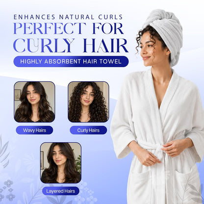 Lili&James 100% Cotton Hair Towel Wrap for Women & Kids – 420 GSM Quick Dry Hair Turban with Double Button Loop, Anti Frizz Non Microfiber Hair Drying Towel for Curly, Long & Thick Hair (Lilac)