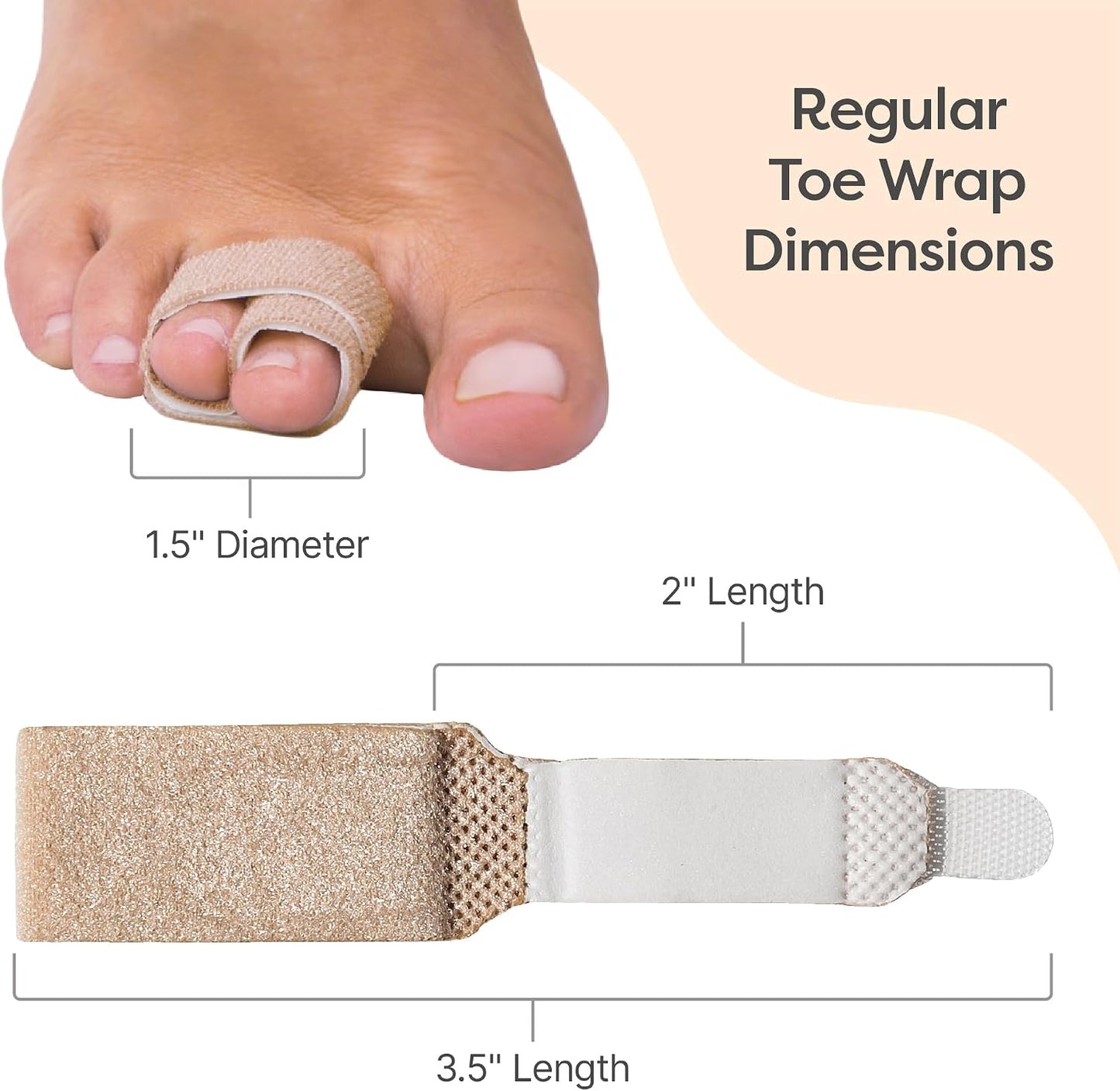 ZenToes Hammer Toe Corrector for Women & Men - Reusable Fabric Buddy Wraps for Broken Toes - Cushioned Toe Splint for Protection & Recovery & Hammertoe Straightener - 4 Count (OSFM, Beige)