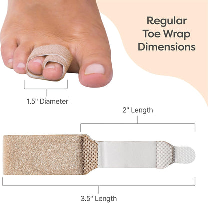 ZenToes Hammer Toe Corrector for Women & Men - Reusable Fabric Buddy Wraps for Broken Toes - Cushioned Toe Splint for Protection & Recovery & Hammertoe Straightener - 4 Count (OSFM, Beige)