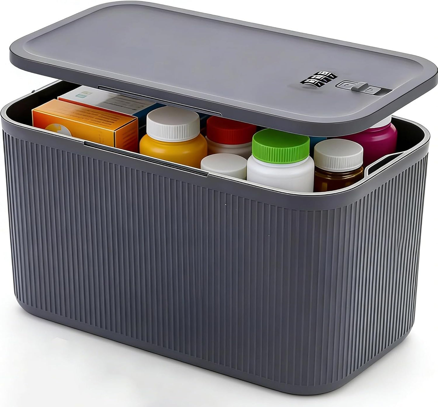Medication Lock Box,Small Lockable Storage Box with Combination Code for Phone,Medicine Safe,Food, Home,Refrigerator,Office,Personal Items,Travel,Gift