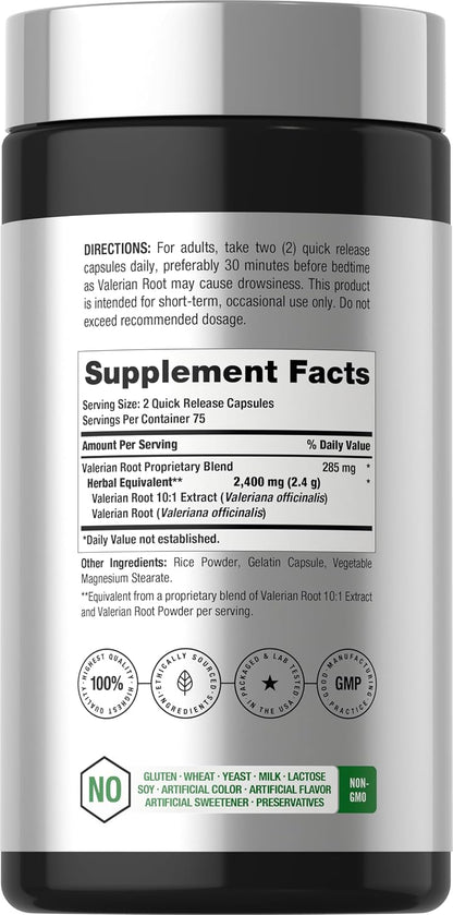 Horbäach Valerian Root Capsules | 150 Count | Extract Supplement