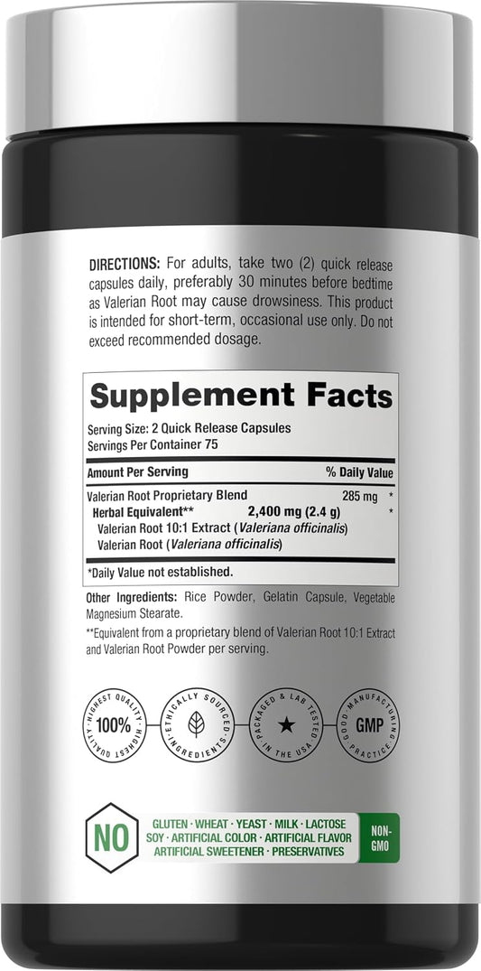 Horbäach Valerian Root Capsules | 150 Count | Extract Supplement