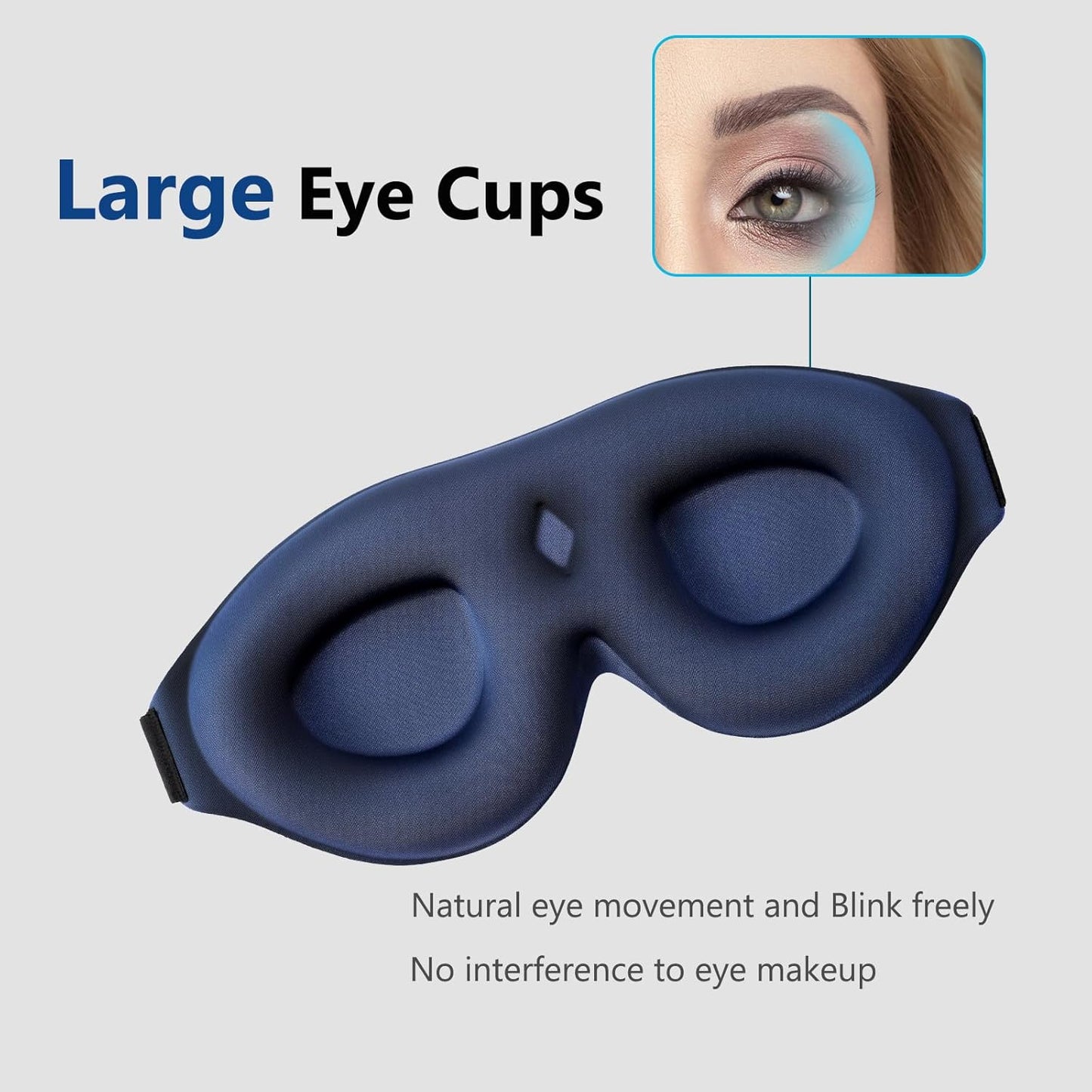 ALASKA BEAR Sleep Mask for Side Sleepers Patented Design, Cup-Shaped and Extra-Soft, 100 Blackout Eye Mask Shades Cover for Men and Women Home or Travel, Machine Washable, Black
