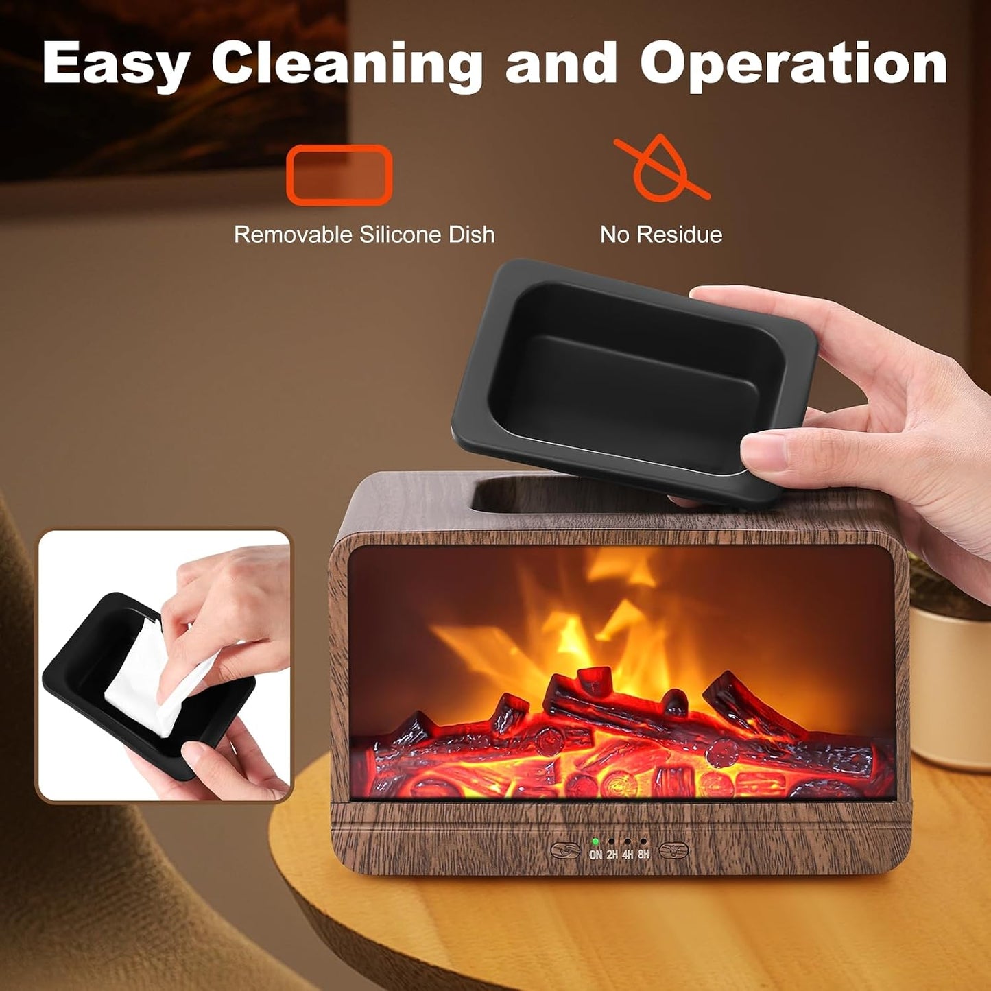 Flame Fireplace Wax Melt Warmer,Scentsy Wax Warmer with Timer, Electric Wax Warmer for Scented Wax with PTC Heating Plate, Wax Burner for Women Gifts & Home Decor(Black)