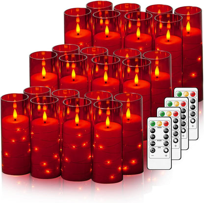 Nimiko Flickering Flameless LED Candles,Battery Operated Candles 24 Pcs with Embedded Star String,Acrylic LED Pillar Candles with Remote,Suitable for Home Decoration to Create an Atmosphere (White)