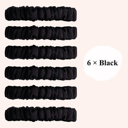 VLOMOT 6 Pcs Set 100% Pure Mulberry Silk Hair Scrunchies - 6 Chic Colors Everyday Skinny Scrunchies Silk Ponytail Holders - No Damage (Purple)