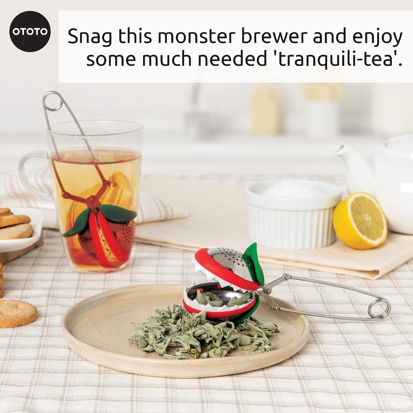 OTOTO Louie Cat Tea Infuser - Cats Loose Leaf Steeper & Diffuser, Tea Strainer Accessories, Cute Gifts for Cat Lovers, White Elephant Gifts, Cute Kitchen Accessories