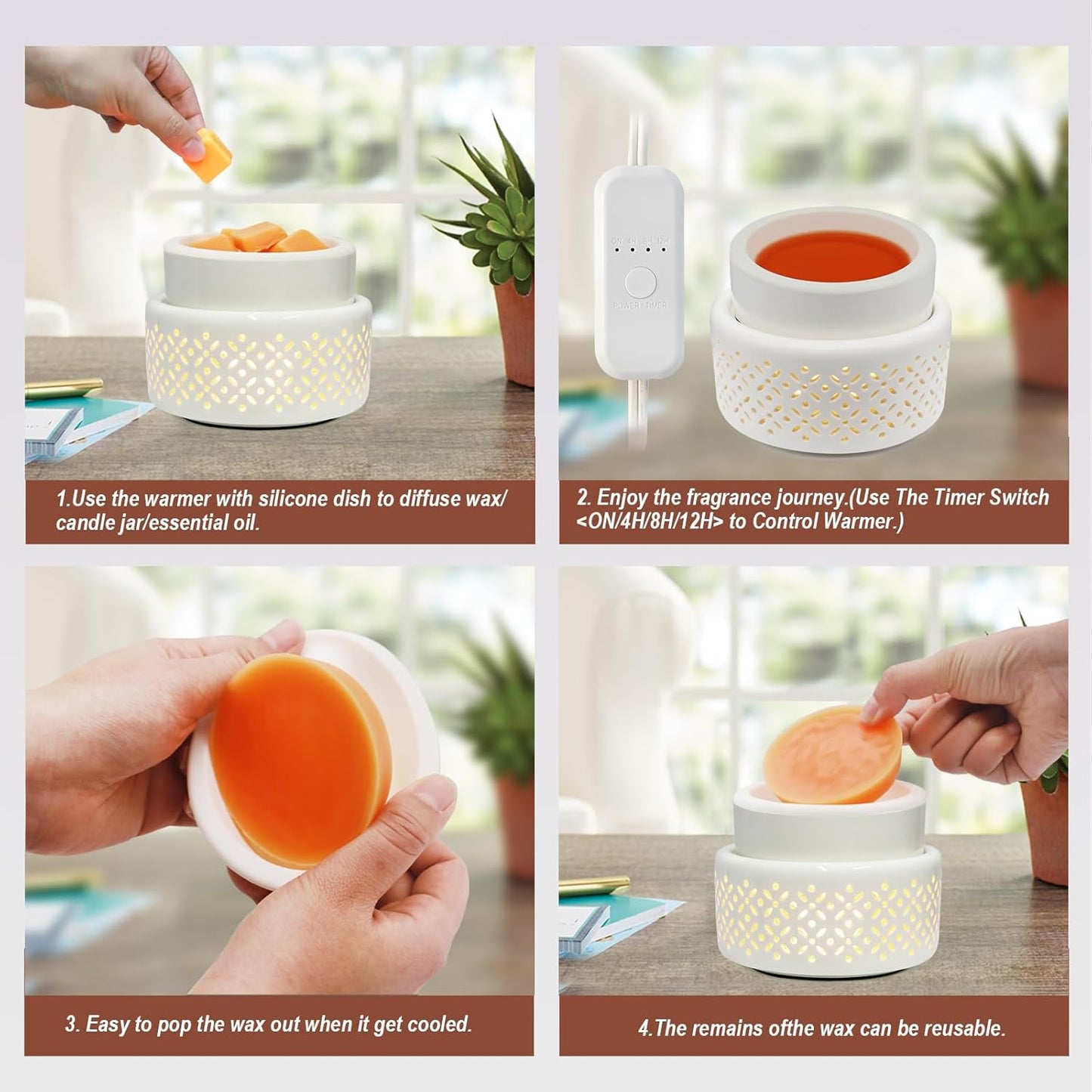 VICTORIA AROMA Ceramic Wax Melt Warmer - LED Night Light Candle Wax Warmer for Scented Wax, Electric Fragrance Wax Melter for Home, Office, Bedroom Decor, and Gifts
