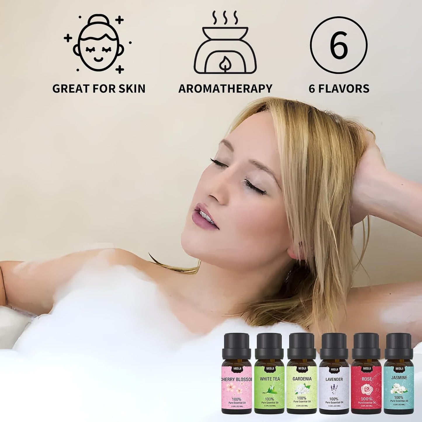 Essential Oils Set Top 6 Aromatherapy-Essential Oils for Diffuser for Home,Air Freshening Diffuser Oils Scents for Aromatherapy,Laundry,Candle&Soap Making,Humidifiers 6 X 10ML