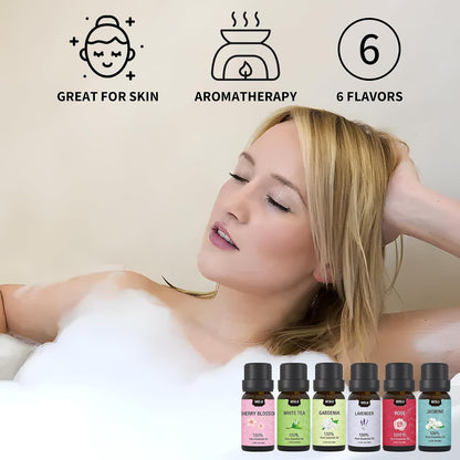 Essential Oils Set Top 6 Aromatherapy-Essential Oils for Diffuser for Home,Air Freshening Diffuser Oils Scents for Aromatherapy,Laundry,Candle&Soap Making,Humidifiers 6 X 10ML