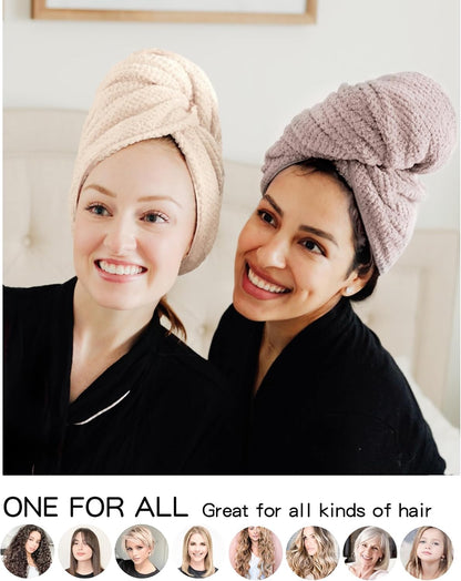 ROLSHOL 2 Packs Large Microfiber Hair Towels for Women, Super Absorbent & Quick Dry Hair Towel Wrap for Curly Hair Long & Short Hair- Anti-Frizz Hair Turbans for Wet Hair - 27.5''*39.4''