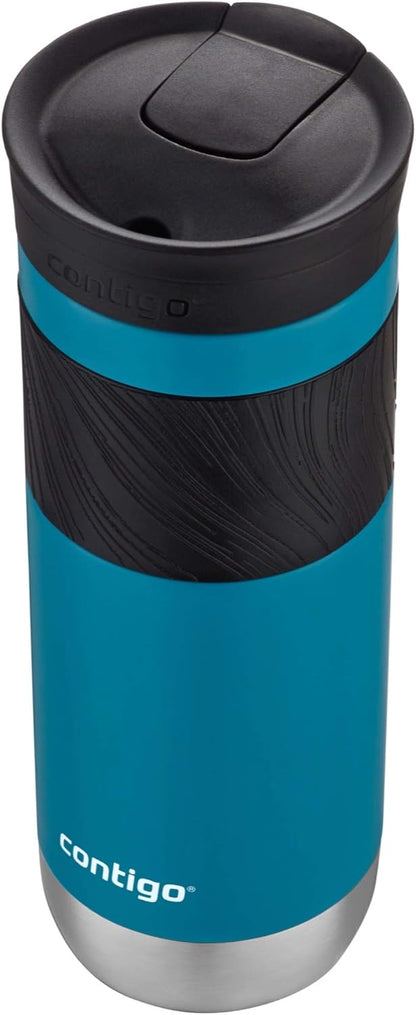 Contigo SNAPSEAL Insulated Stainless Steel Travel Mug with Grip 20oz. Blue Corn Transparent Satin & Midnight Berry