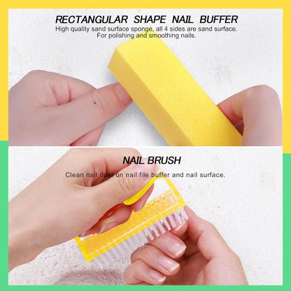 FANDAMEI Nail Files and Buffers, Manicure Tools Nail Care Kit with Nail File, Nail Buffer Block, Cuticle Care for Women with Nippers, Pusher Peeler. Cuticle Oil and Nail Prep Kit.