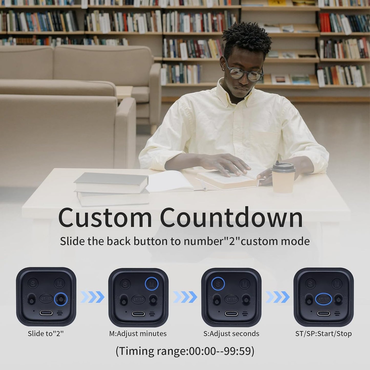 Productivity Timer Flip Gravity Sensor Cube Timer Countdown & Countup,Mute & Vibrate & Sound，5/10/30/60min & Custom Timing, Perfect for ADHD,Work,Learning,Kitchen Cooking (1White)