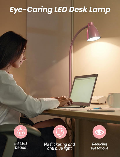 BOHON LED Desk Lamp with USB Charging Port 3 Color Modes Dimmable, Black