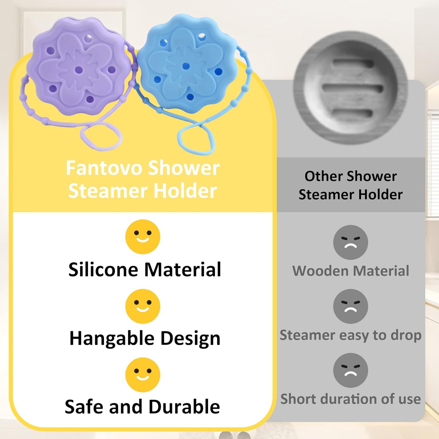 Purple Shower Steamer Holder, Hanging and Reusable Shower Steamer Tray, Bath Bombs Holder, Shower Accessory, Aromatherapy Diffuser Containers, Bathroom Decor, Gift for Girls Women