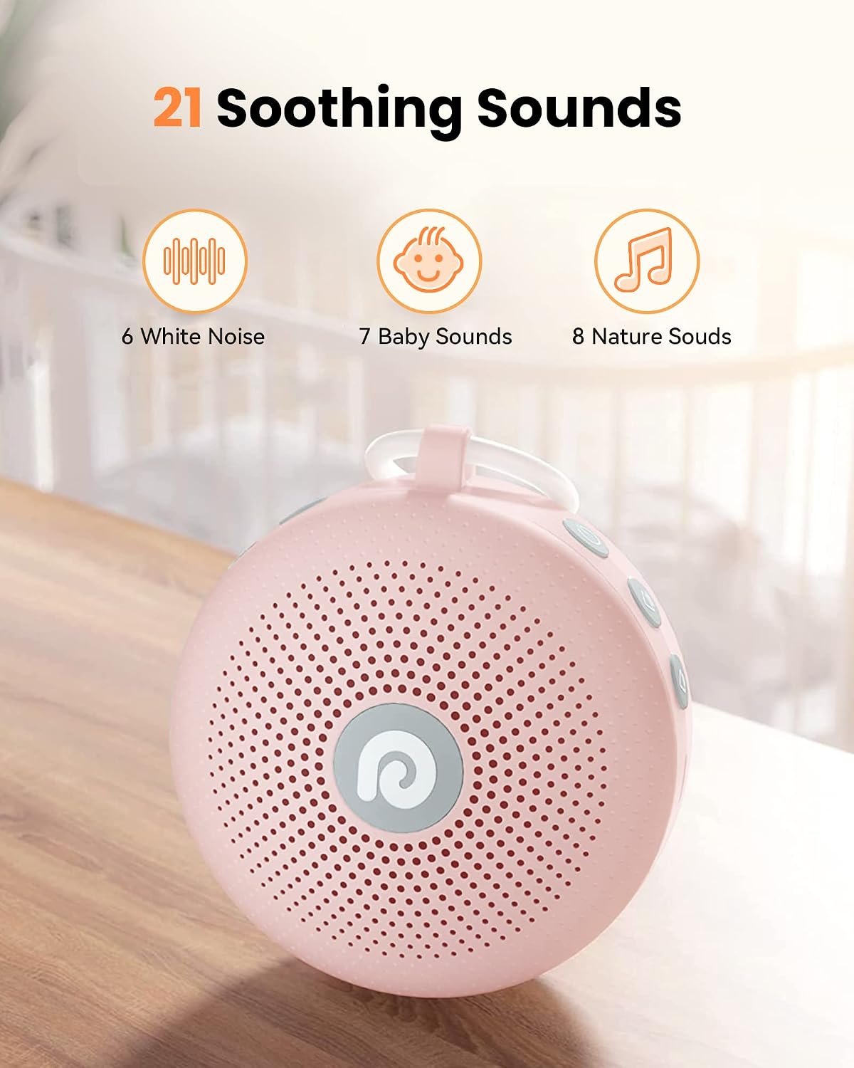 Dreamegg Portable Noise Machine for Baby Adult, Features Powerful Battery, 21 Soothing Sound, Noise Canceling for Office & Sleeping, Sound Therapy for Home, Travel, Registry Gift, Classic White