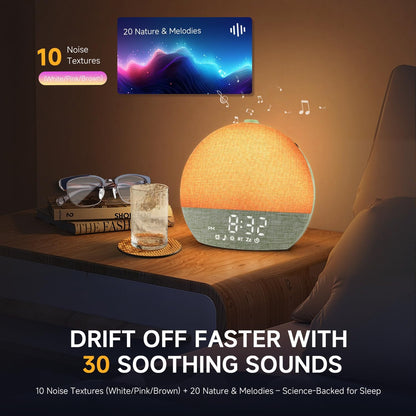 Geuuap Sunrise Alarm Clock White Noise Machine with Bluetooth Speaker,Khaki